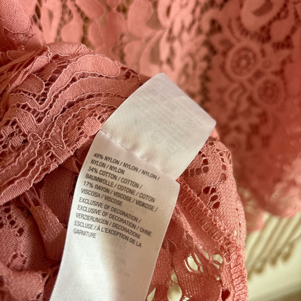Isaac Mizrahi Pink Lace Feminine Cottage Coquette Open-Front Kimono Long Sleeve - Picture 5 of 6